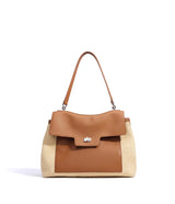 Summer 2026 Women's Raffia Woven Tote Bag Split Leather Crossbody Straw Messenger Bag Grass Weaving Shoulder Bag for Ladies New