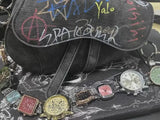 Designer Luxury Saddle Bag Women 2025 New In Fashion Chic Metal Watch Strap Shoulder Bag Trend Graffiti Novelty Female Bags
