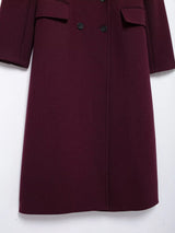 Elegant Burgundy Double-Breasted Long Coat