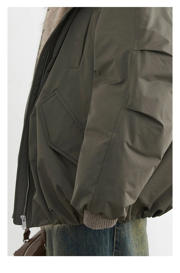 Women's Hooded Down Jacket with Faux Fur Collar