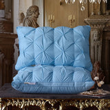 Luxury 100% Goose Down Feather Stuffed Pillows Pinch Pleat Design Neck Protection Bed Pure Cotton Cover Cushion for Sleeping