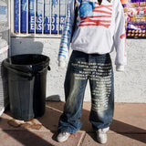 Y2K Goth Alphabet Print Retro Jeans