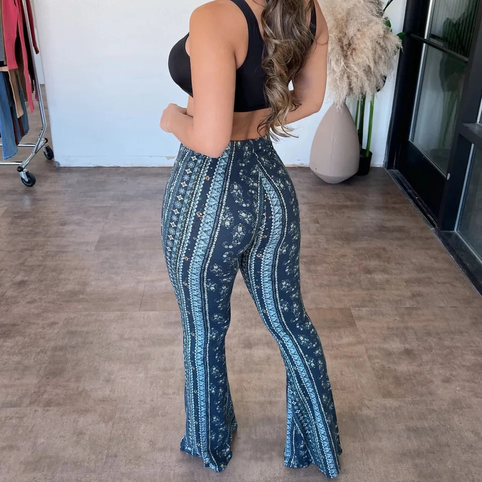 Printed Micro-Flare Slim Fit Leggings