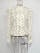 Summer Elegant Lace Hollow Out Party Blouse
