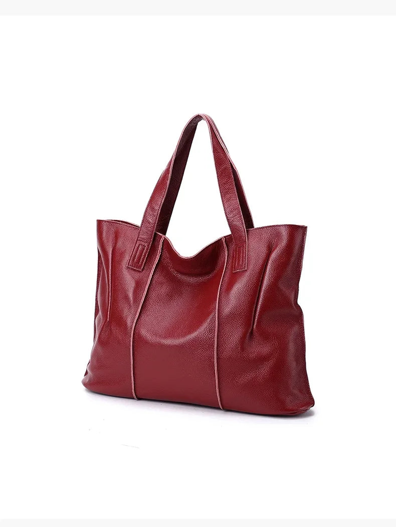 Women's Large Capacity Cowhide Handbag Female Retro Fashion Luxury Bags Ladies Real Natural Cow Leather Shoulder Bag for Lady