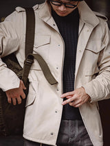 Men's Vintage Military Field Jacket – Cotton Zip Coat