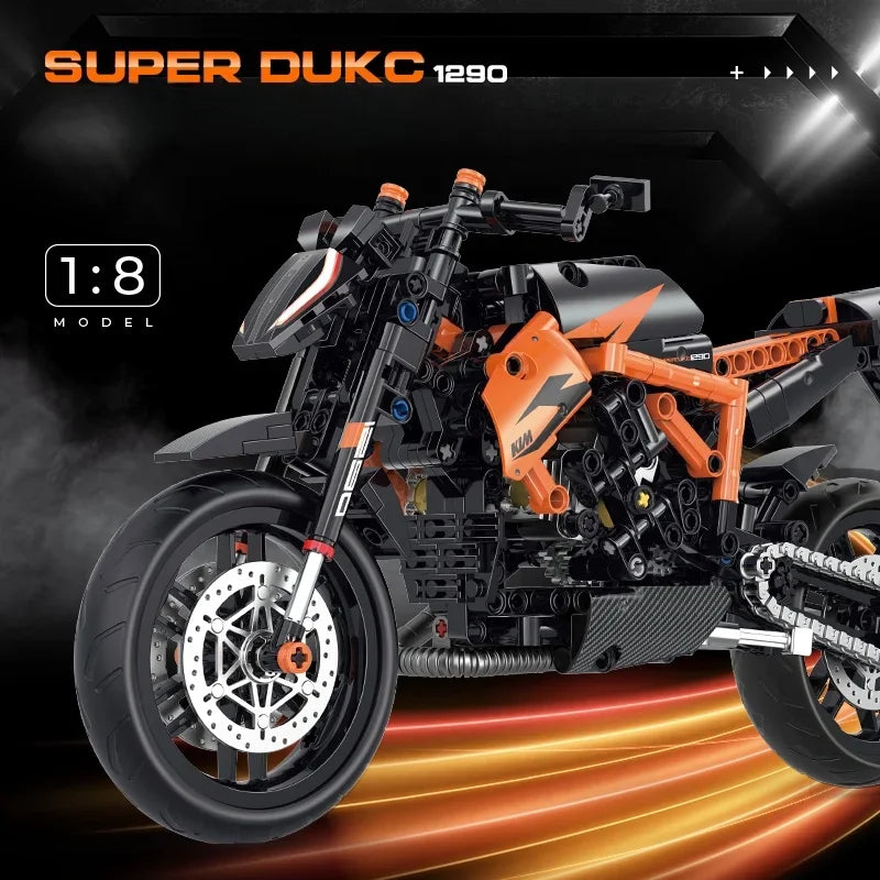Technical MOC Construction Bricks Motorcycle Model Creative Building Kit Assembly Toys Educational Gift for Children Boys Girls