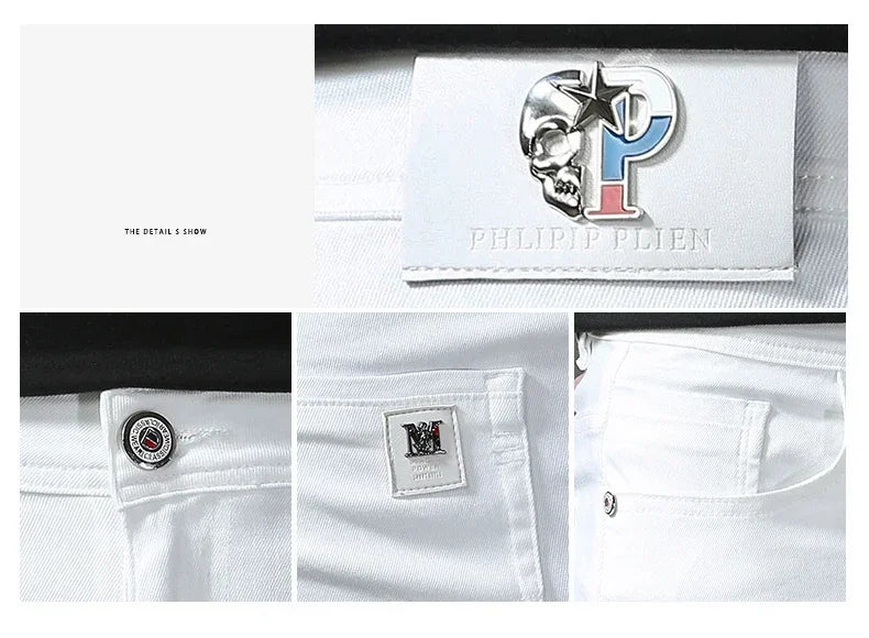 Men's Slim-Fit Cotton Jeans – Crisp White