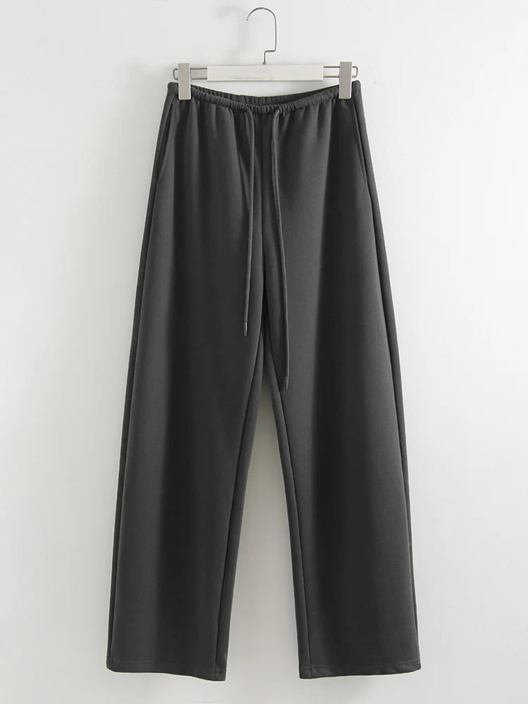 Autumn Burgundy Sweatpants Women Straight Leg Sport Pants Cotton Ladies Coffee Basic Joggers Wide Leg Women's Pants And Trousers