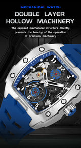 Luxury Automatic Skeleton Watch – Waterproof Silicone Sport Wristwatch