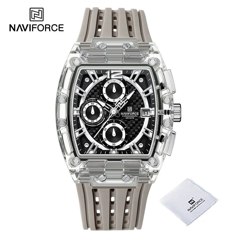 Men's Sport Chronograph – Waterproof Silicone Strap Tonneau Watch