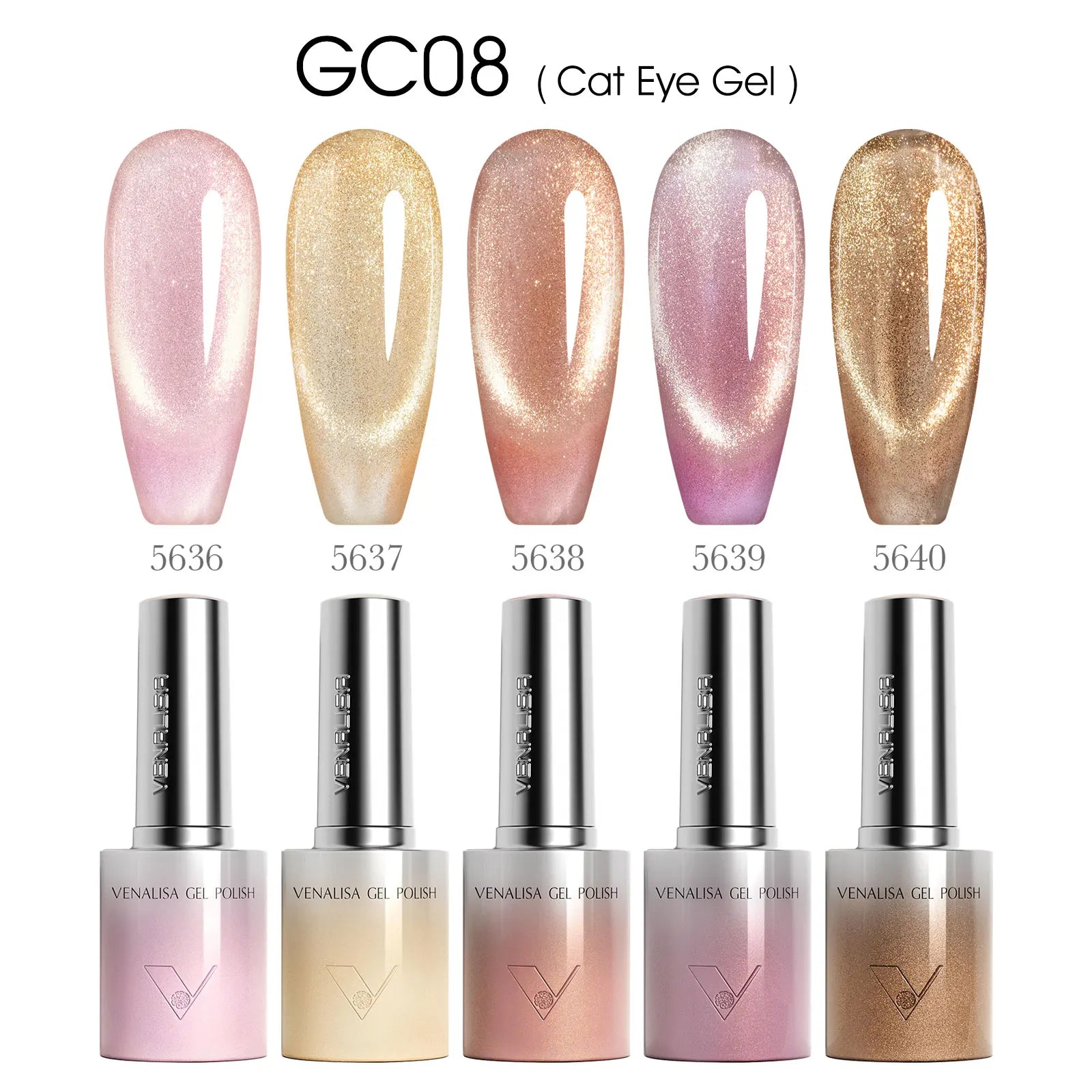 5pcs*10ml/kit VENALISA HEMA FREE TPO FREE Glitter Red Cat Eye Gel Nail Polish Ultra Diamond Gel UV LED Soak Off Nail Manicure