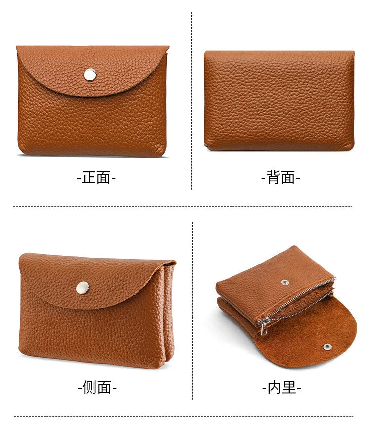Custom Letters Fashion Women Short Wallet Genuine Leather Double Wallet Small Coin Purse Mini Credit Card Holder Key Storage Bag