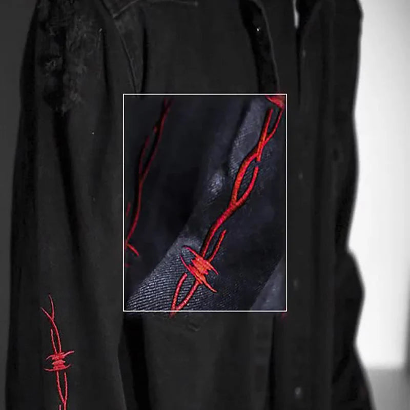 Skull Printing Denim Jacket Mens Harajuku Gothic Coats Vintage Halloween Clothes Spring Autumn Lightweight High Street Jacket