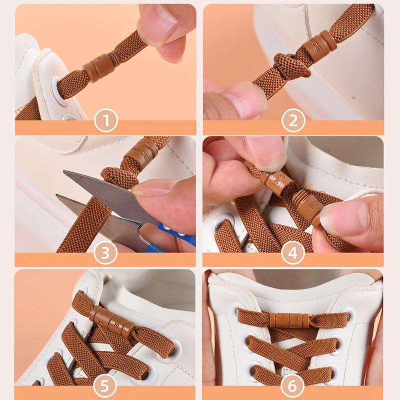 8mm Elastic No-Tie Shoelaces with Button Lock