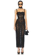 Elegant V-Neck Lace Maxi Dress