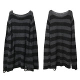Gothic Striped Distressed Unisex Sweater
