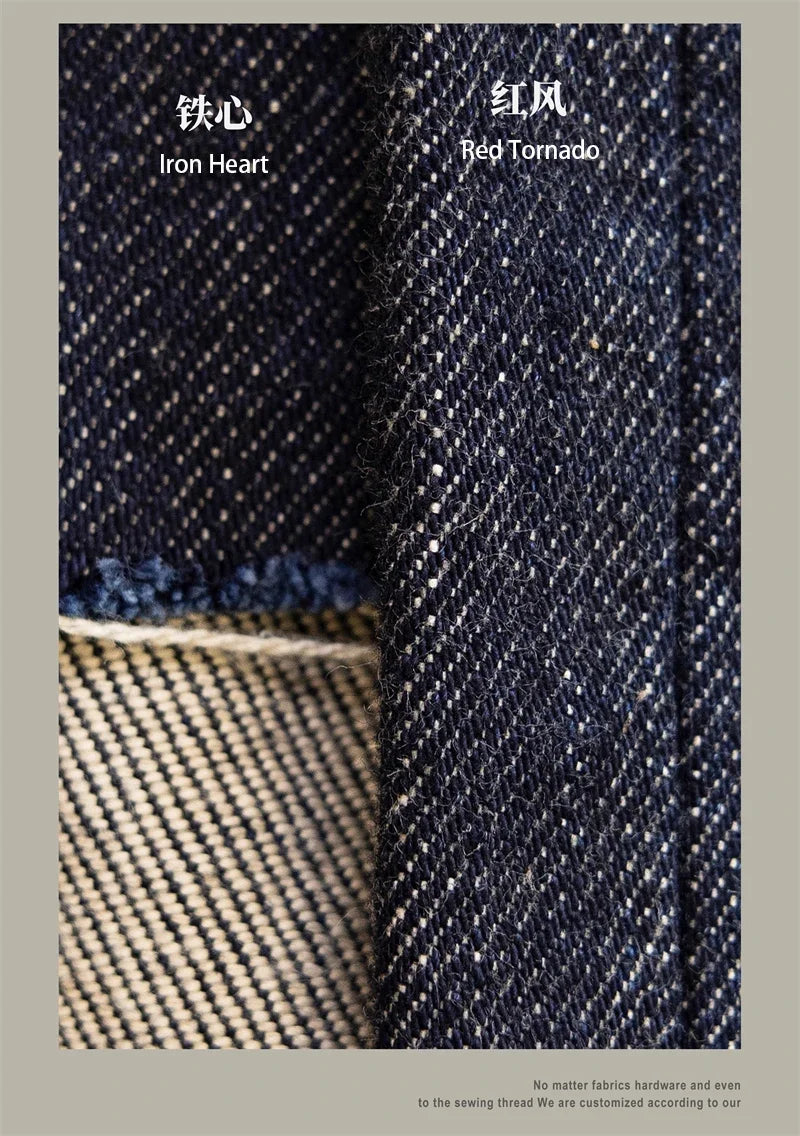 Red Tornado NOIR 21oz Selvedge Denim Straight Cut Jeans Indigo Rugged Style Men Pants