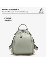 Zency Women's Soft Genuine Leather Travel Backpack Large Capacity Convertible Rucksack Knapsack Multi-compartment Shoulder Bag