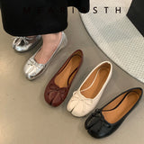 Women's Split-Toe Bow Loafers | Elegant Flat Pumps