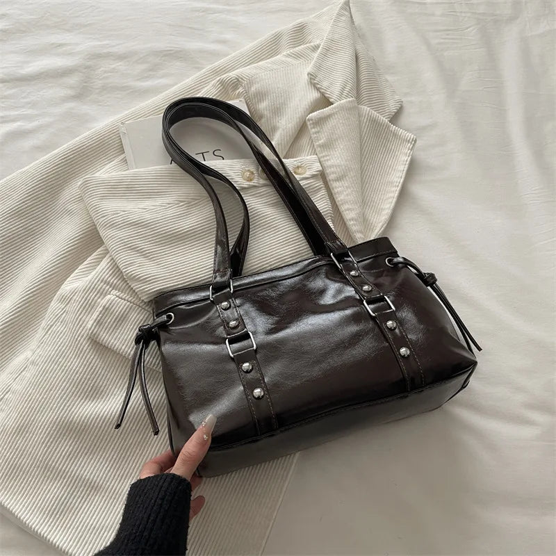 Women's Retro PU Leather Shoulder Tote Bag