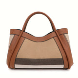 Aidrani  New retro checkered women's handbag, large capacity luxury bag, canvas genuine leather bag