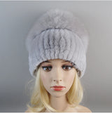 Women's Luxury Rex Rabbit & Fox Fur Beanie Hat