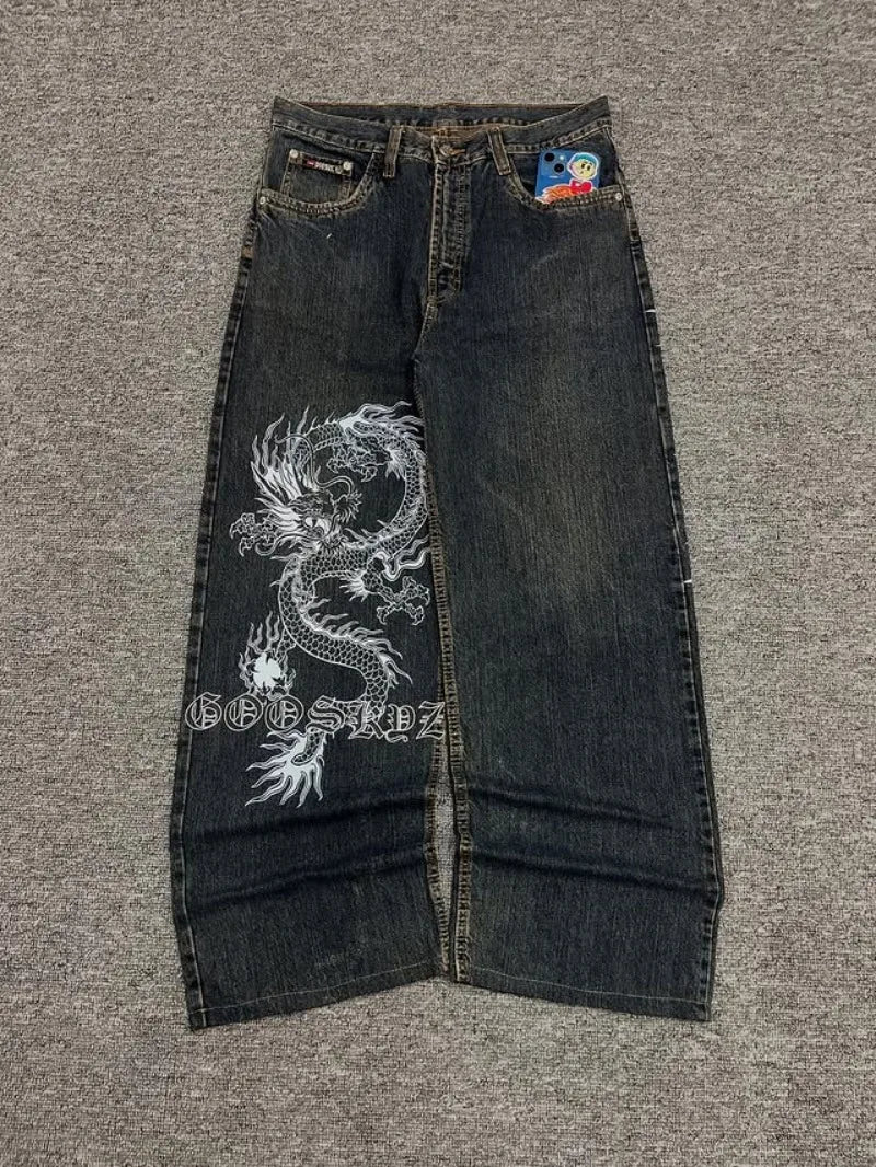 Dragon Print Y2K Baggy Jeans