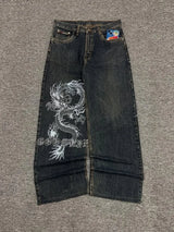 Dragon Print Y2K Baggy Jeans