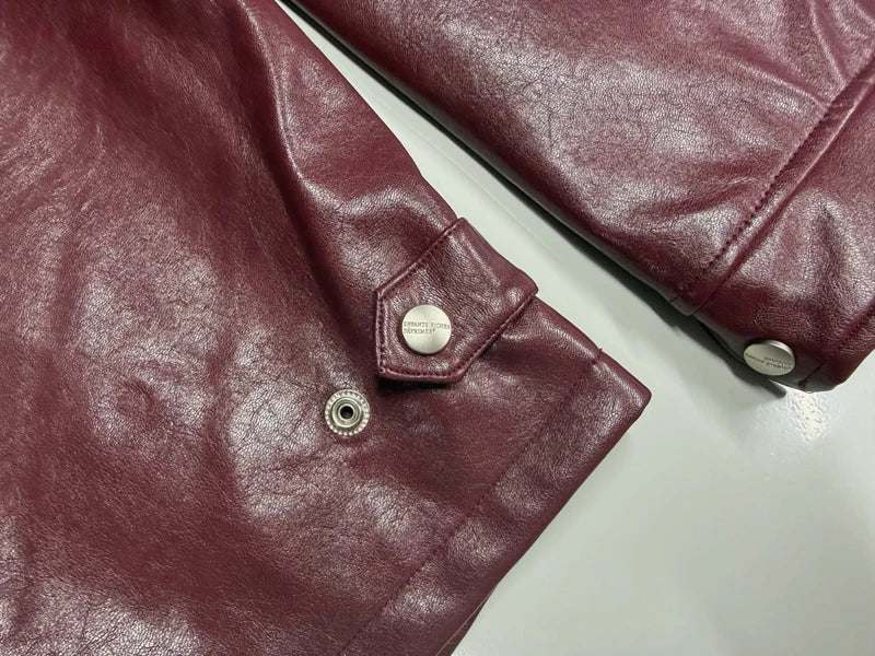 Burgundy Embroidered Streetwear Jacket