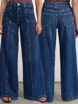 Women's Deep Blue Wide-Leg Jeans | Relaxed Denim