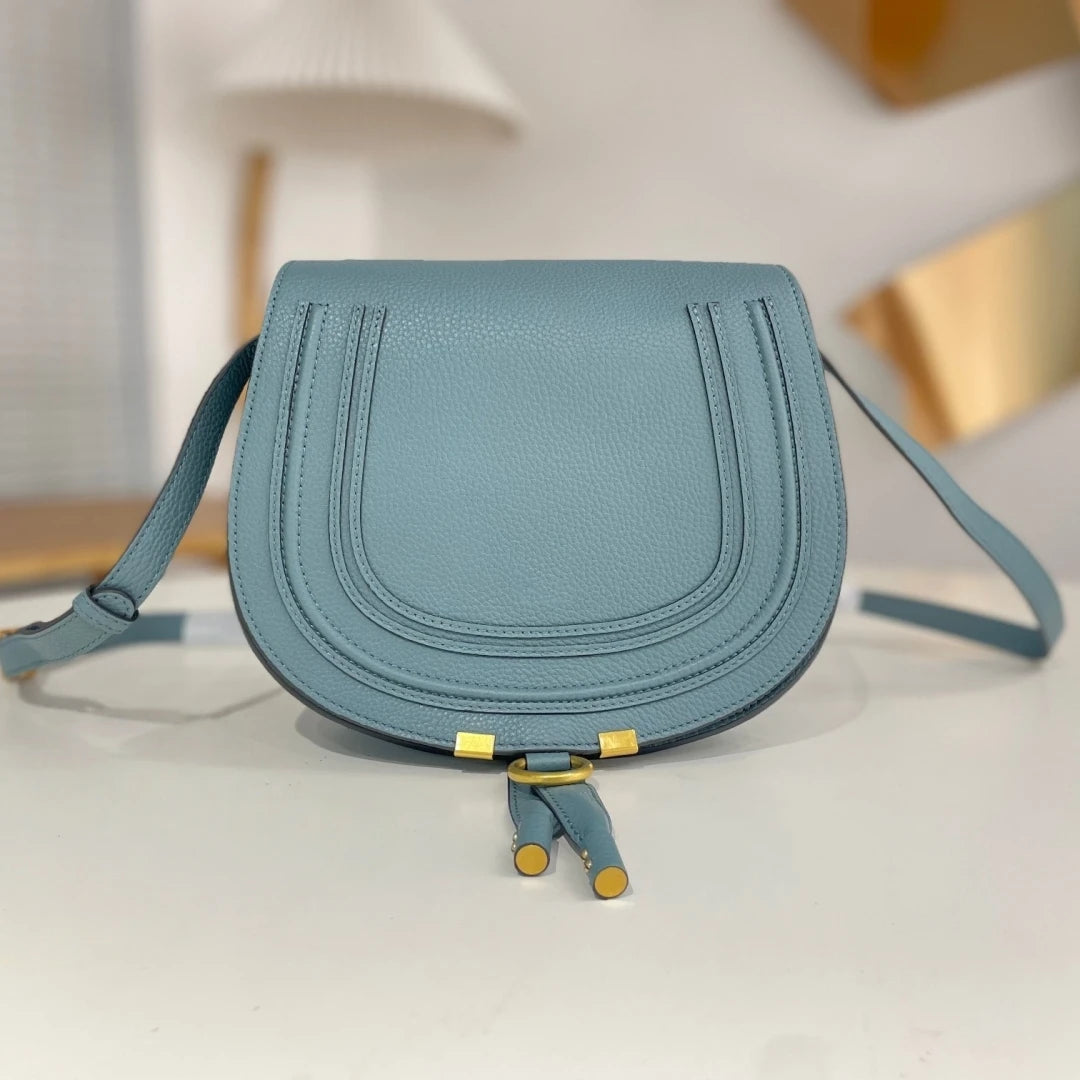 Classic Genuine Leather Saddle Crossbody Bag Vintage Fringe Shoulder Purse For Women Classic U-Shape Stitched Handbag