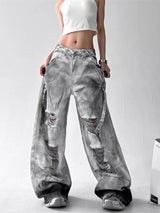 Women's Wide-Leg Distressed Jeans | High Street Style