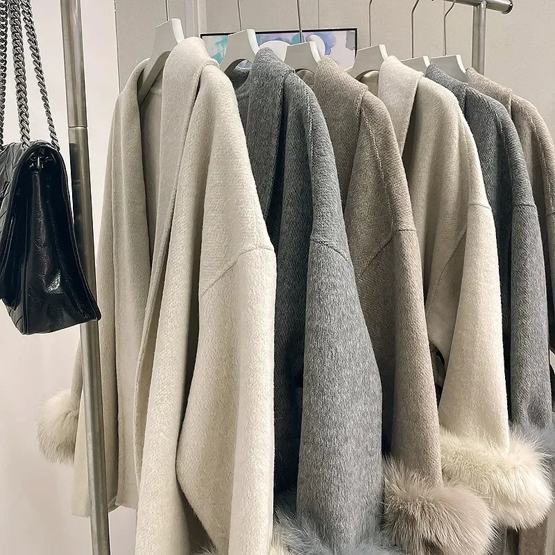 Double-Sided Wool & Fox Fur Jacket