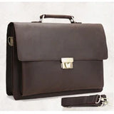 Vintage Crazy Horse Genuine Leather Men Briefcase Large Business Bag Tote Office Bag 15.6“Laptop Case attache Male Shoulder Bag