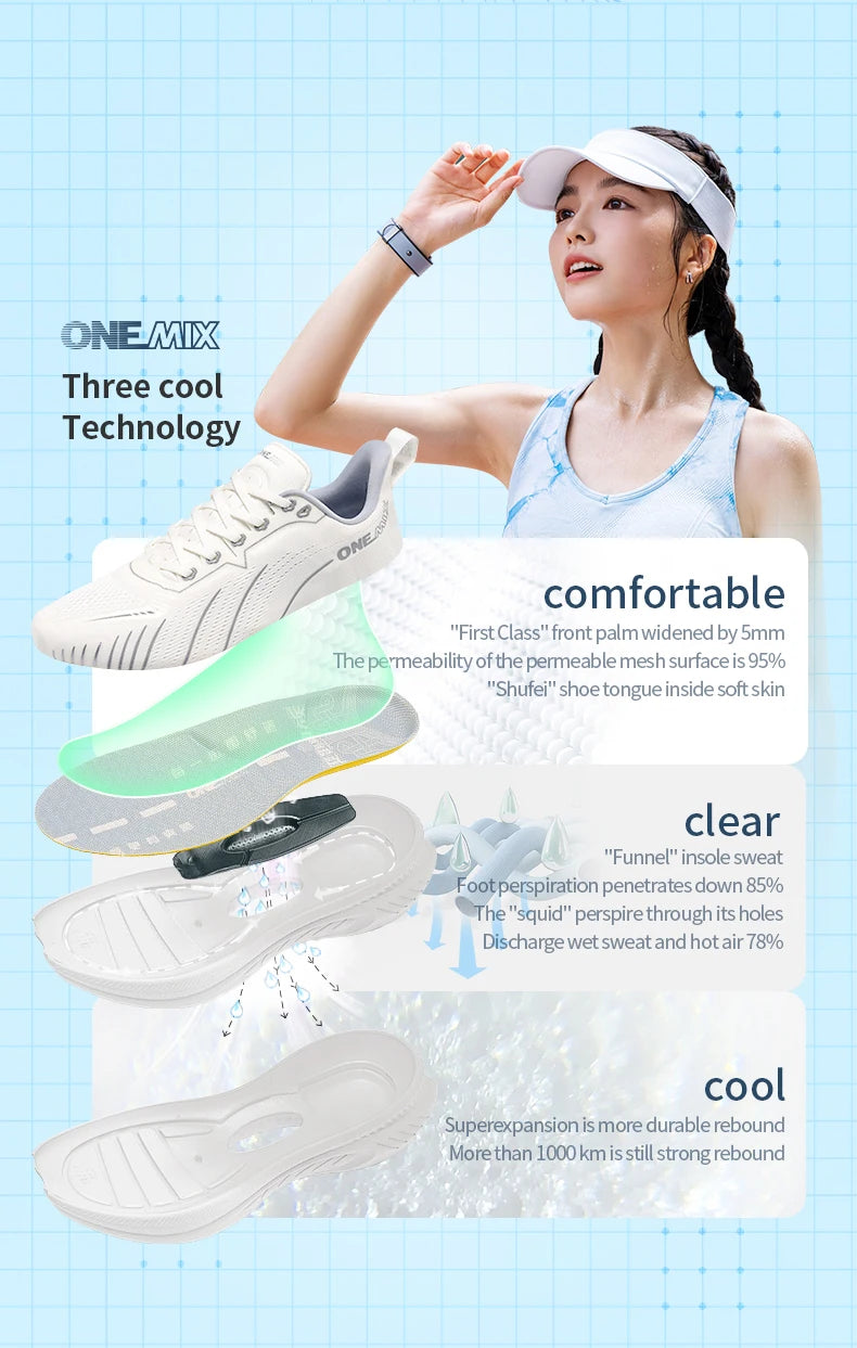 ONEMIX Road Running Shoes for Men Summer Breathable Mesh Men's Sneakers Outdoor Training Sport Jogging Shoes Plus Size 47