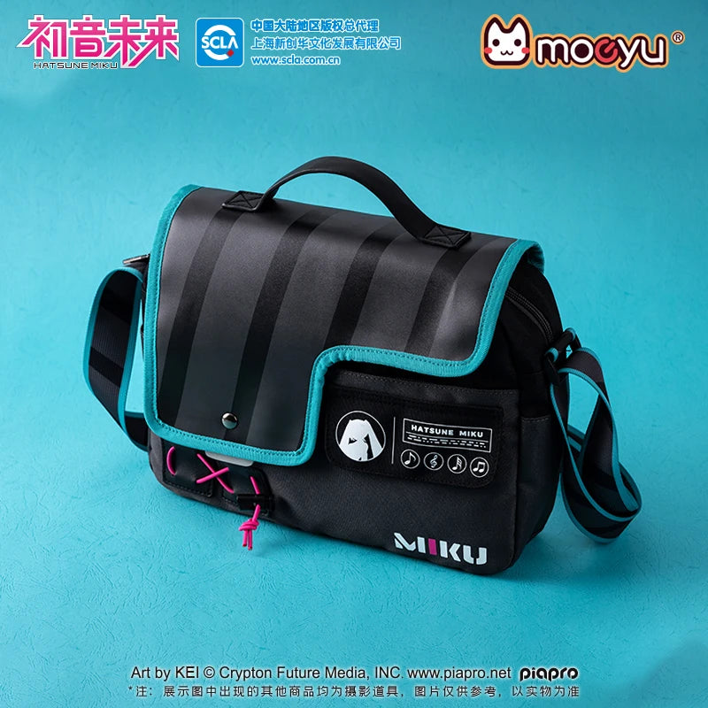 Bandai Hatsune Miku Buckle Shoulder Bag Cartoon Hatsune Miku Large Capacity Cool Storage Bag Anime Peripherals Holiday Gifts