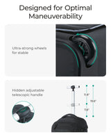 BAGSMART Rolling Backpack 17 Inch Laptop Water Resistant Large Capacity 40L Travel Luggage Wheeled Backpack for Men Women