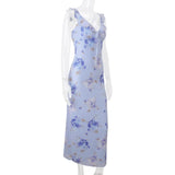 Women's Floral Print Backless Maxi Dress