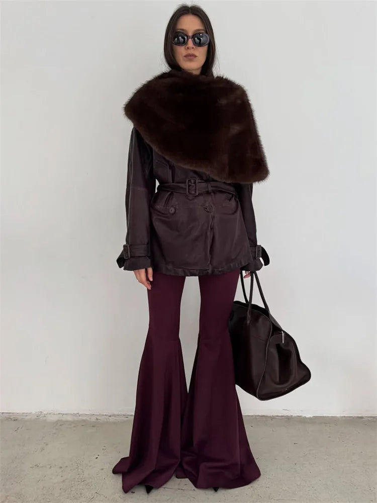 Elegant Fur & Feather 2-Piece Maxi Set