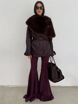 Elegant Fur & Feather 2-Piece Maxi Set