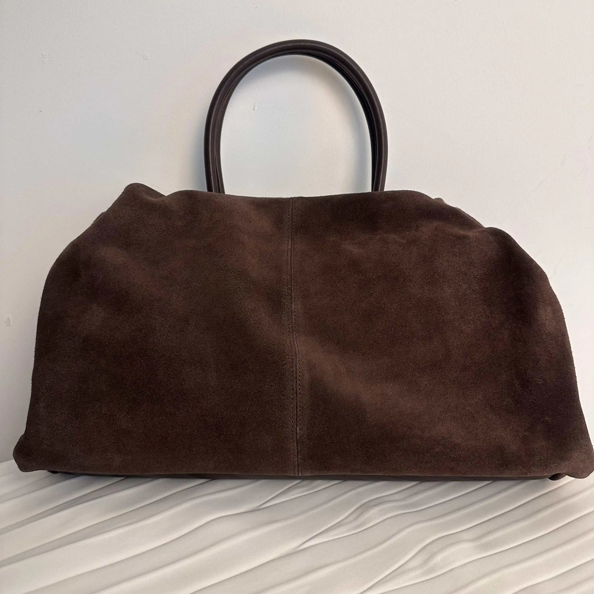 Motingsome Oversized 40cm Women Tote 100% Natural Suede Leather Lady Handbag Luxury Daily Bags Bowling Purses Matte Cowhide Bag