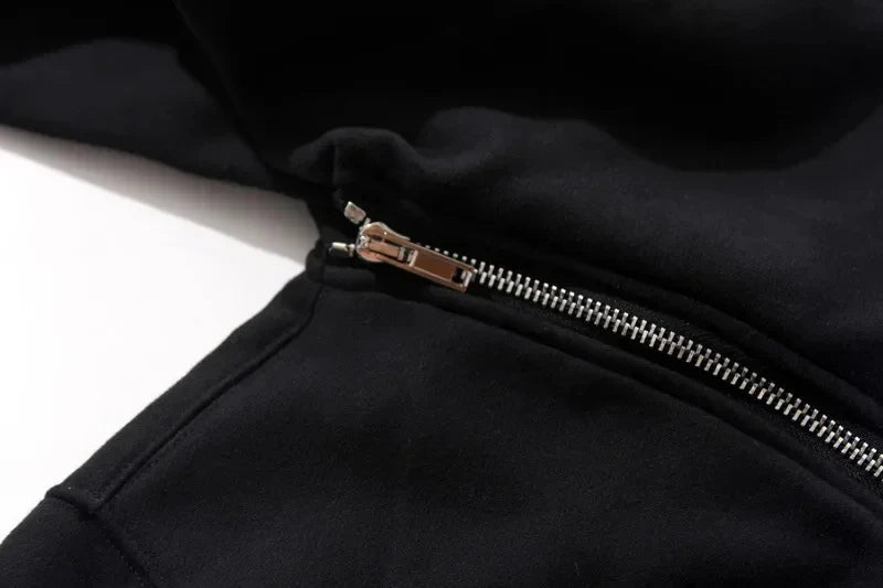 Harajuku Streetwear Zippered Cloak Hoodie