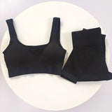 Women's Seamless Ribbed Yoga Set – Quick-Dry Sleeveless Workout Suit