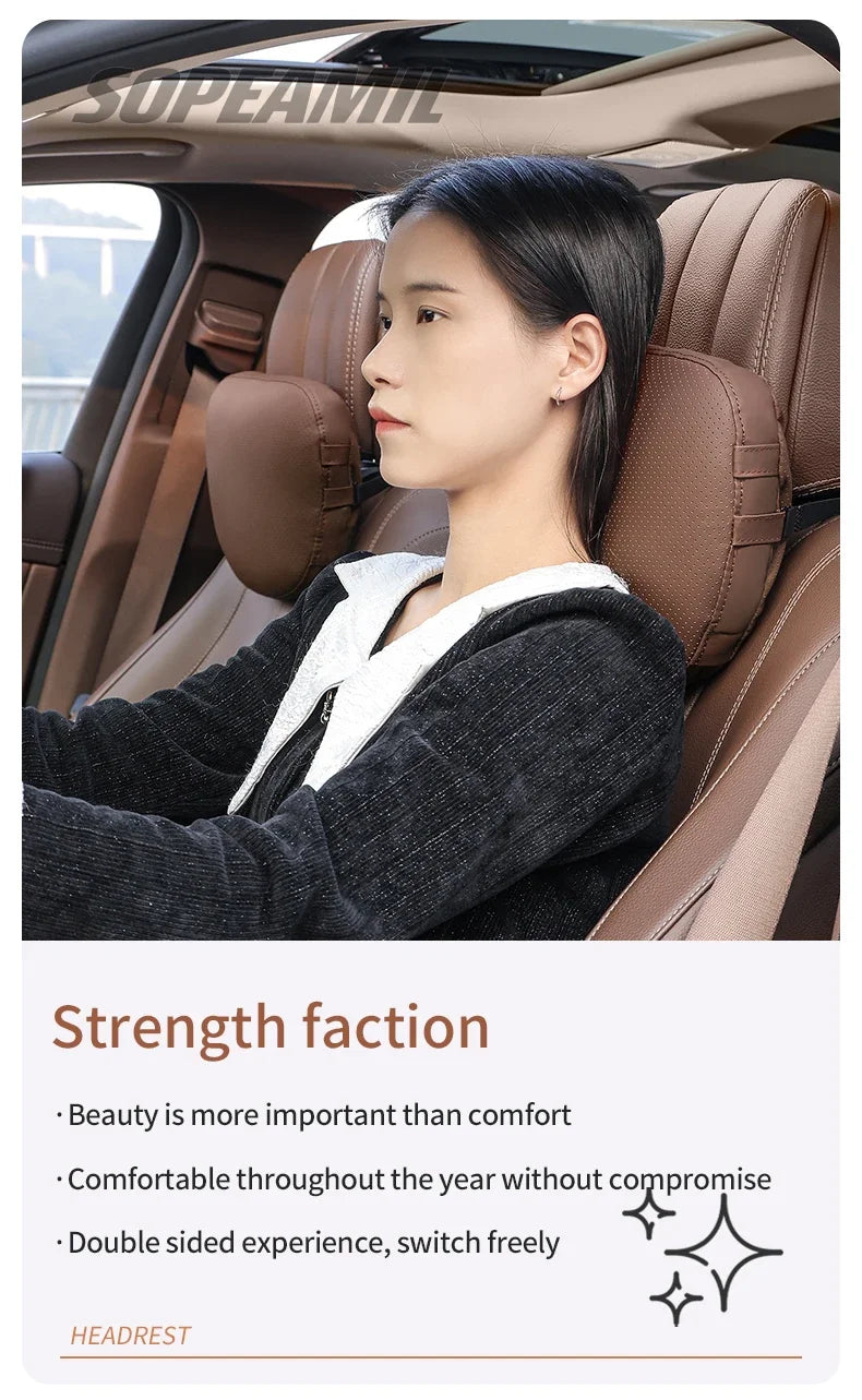 Car Double-Sided Suede Leather Headrest Neck Support Pillow Seat Waist Cushion Tesla Cybertruck Model 3 Model Y Model S Model X
