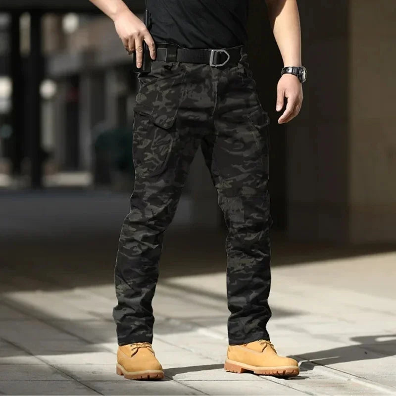 Men's Slim Fit Cargo Pants with Elastic Waist