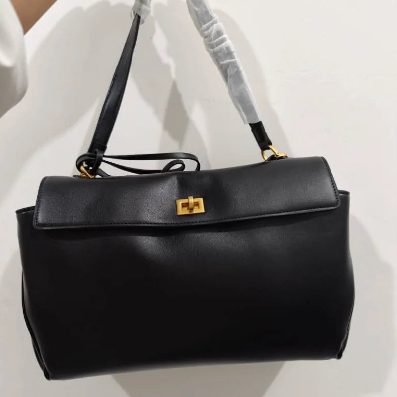 Minimalist Luxury Korean Soft Leather Flap Bag Women Detachable Crossbody Strap Large Capacity Office Daily Commuter Hand Purse