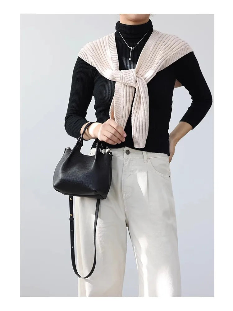 Women Real Leather Crossbody Bags Luxury Small Size Cute Handbag Soft Shoulder Bag 2024 New Arrival Designer Style