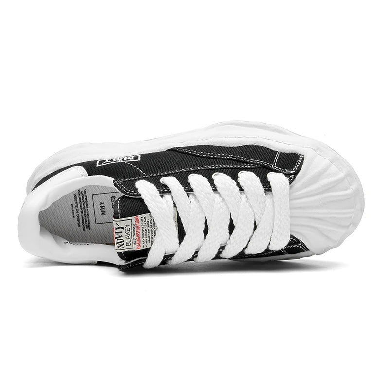 Unisex Thick Sole Board Sneakers — Breathable Lace-Up Casual Walking Shoes