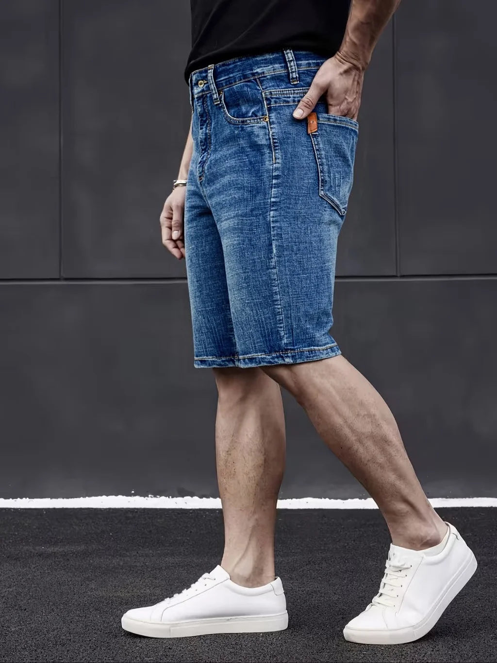 Men's Slim Fit Stretch Denim Shorts — Casual Summer Jean Shorts